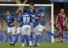 José Mari celebra el primer gol del Xerez