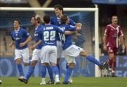 José Mari celebra el primer gol del Xerez