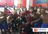 El Real Unión celebra la victoria en los vestuarios.