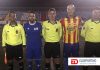 Imagen del Trio Arbitral con los capitanes, en el encuentro entre el Raqui San Isidro y el Siam Atlético Chenet.
