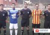 Comienzo del encuentro, trío arbitral y capitanes, San Lorenzo vs Vera.