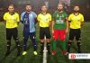 Trío arbitral y capitanes.