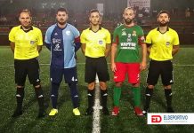 Trío arbitral y capitanes.