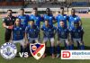Once inicial del CD Marino, y escudos de la repesaca play off... donde vemos el escudo de el CD Marino vs Linares.