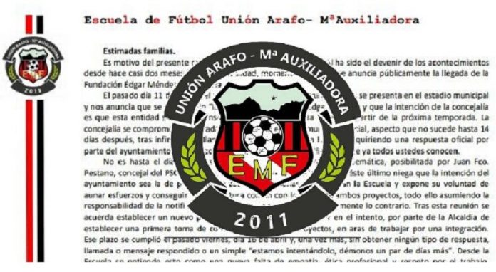 Comunicado EMF Unión Arafo - María Auxiliadora