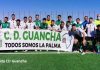 El CD Guancha luce una pancarta de apoyo a la isla de La Palma